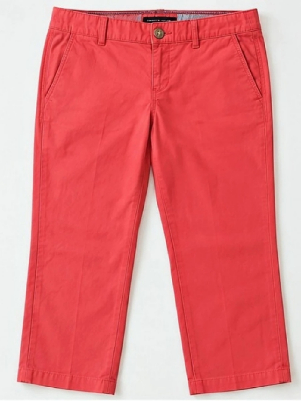 Tommy Hilfiger Womens Chino Pants Size 14 Coral Red Flat Front Casual Preppy